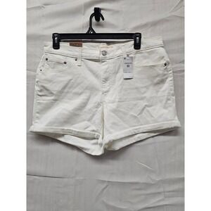 Levis Mid-Length Shorts Womens 33 White Denim Mid Rise Slim Hip 29965-0129 NWT